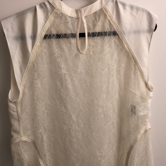 BCBG lace/silk tank top, size L NWT, cream, lace back - Picture 1 of 4
